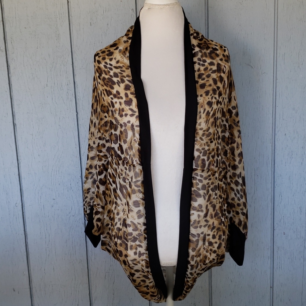 Cheetah Leopard Cardigan Lightweight Sheer Batwing